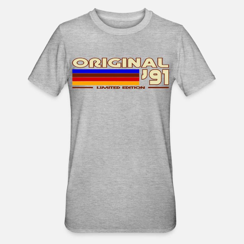 Retro 1991 Rainbow - Unisex Polycotton T-Shirt - heather grey
