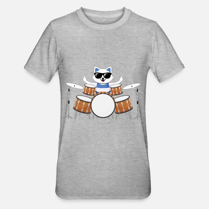 Chat percussion - T-shirt polycoton Unisexe - gris chiné