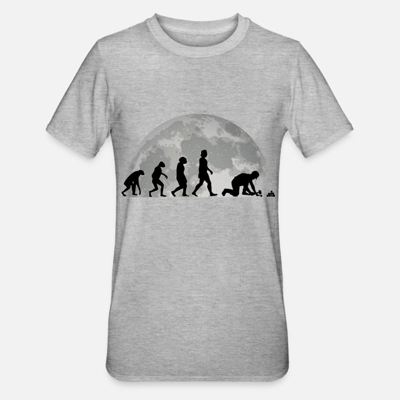Pavage Evolution Lune Pierre Cadeau - T-shirt polycoton Unisexe - gris chiné