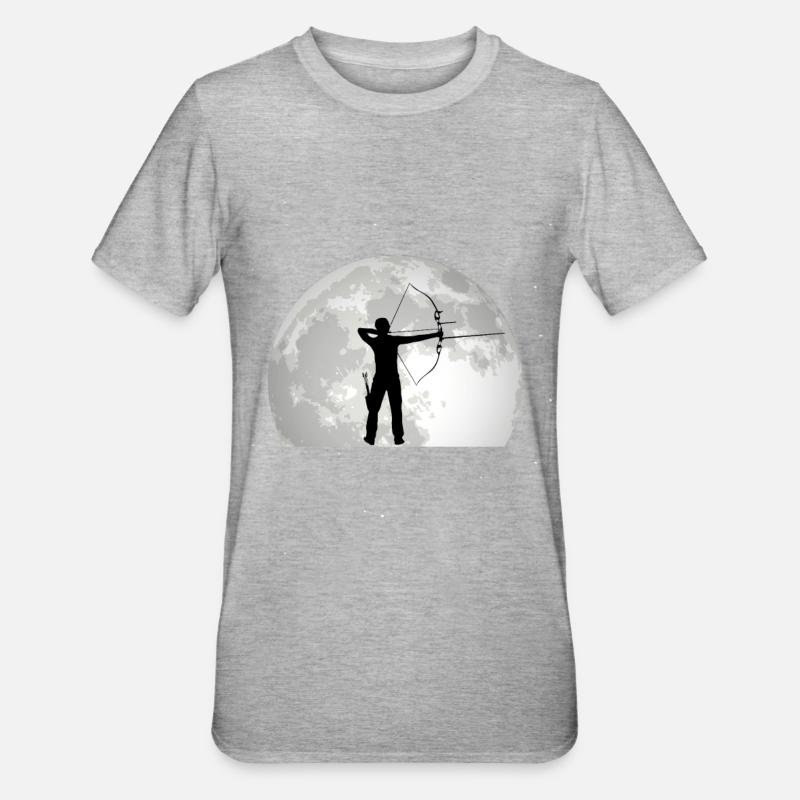 Arc-en-ciel Lune Flèche et arc - T-shirt polycoton Unisexe - gris chiné