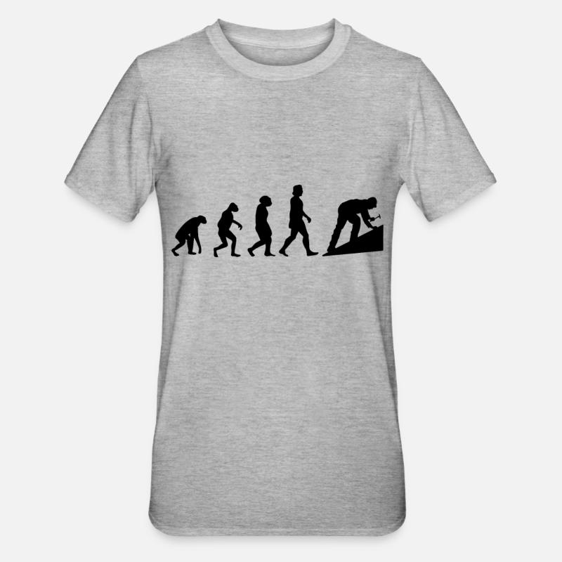 Dachdecker Evolution Hausdach Dachziegel Dach - Unisex Polycotton T-Shirt - Grau meliert