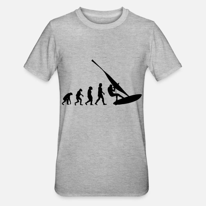 Windsurfer Evolution Windsurfing Surfer Windsurf - Unisex Polycotton T-Shirt - heather grey