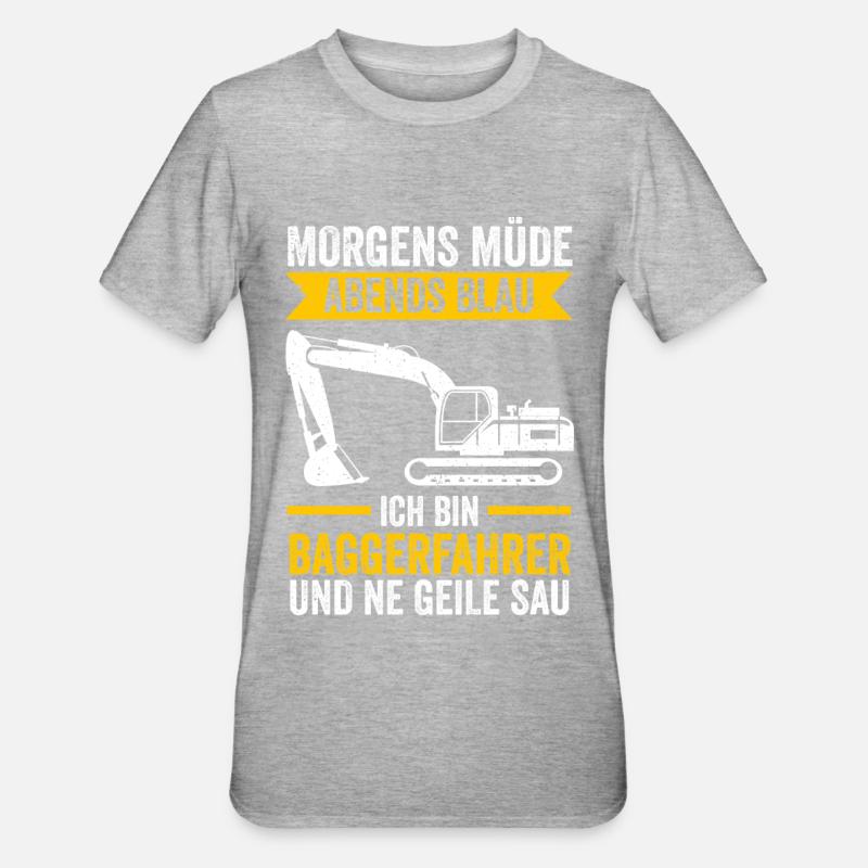 Baggerfahrer Tiefbau Bagger - Unisex Polycotton T-Shirt - Grau meliert