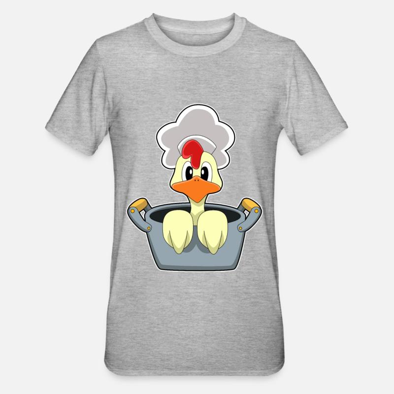 Poulet avec marmite - T-shirt polycoton Unisexe - gris chiné