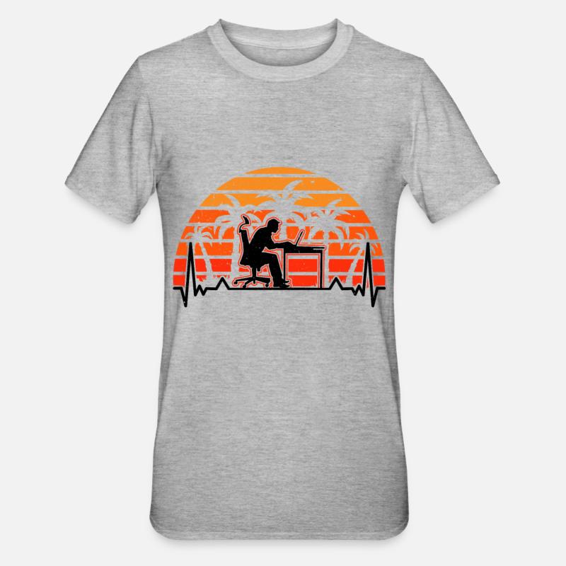Informatiker Herzschlag Programmierer Computer - Unisex Polycotton T-Shirt - Grau meliert