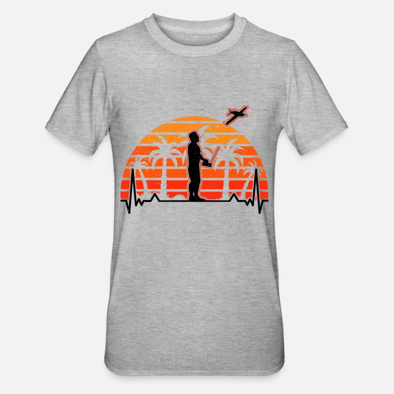 Modellflugzeug Evolution Modellflieger Modellbauer - Unisex Polycotton T-Shirt - Grau meliert