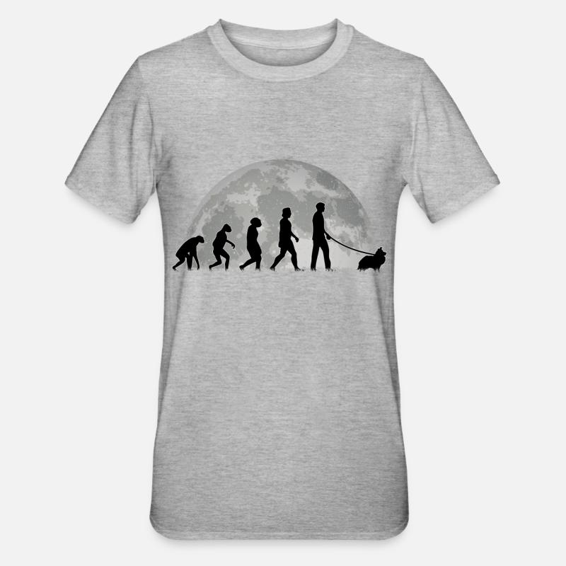 Sheltie Evolution Lune Shetland Berger - T-shirt polycoton Unisexe - gris chiné