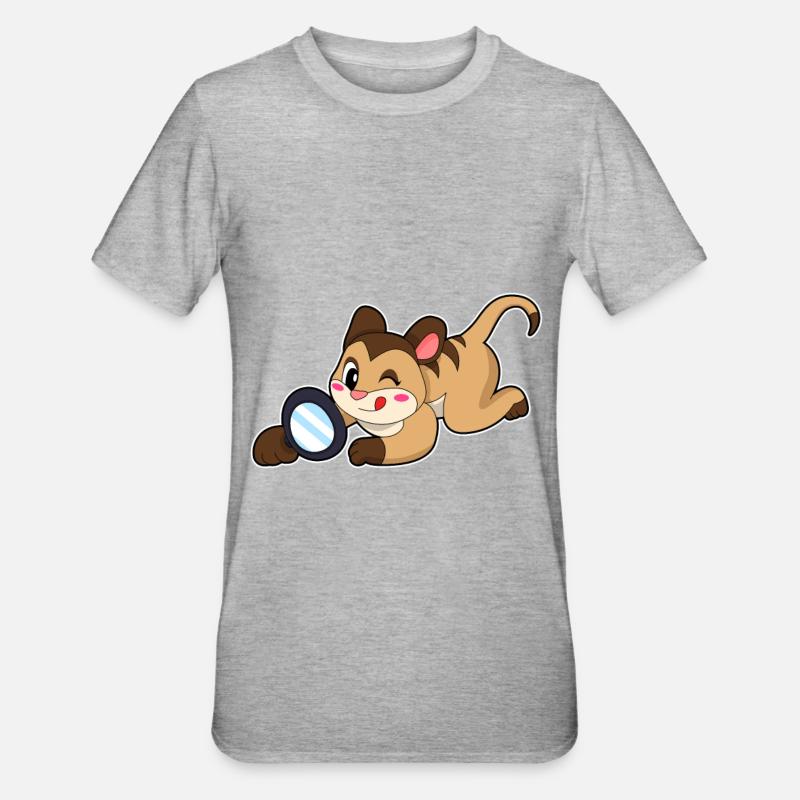 Erdmännchen mit Lupe - Unisex Polycotton T-Shirt - Grau meliert