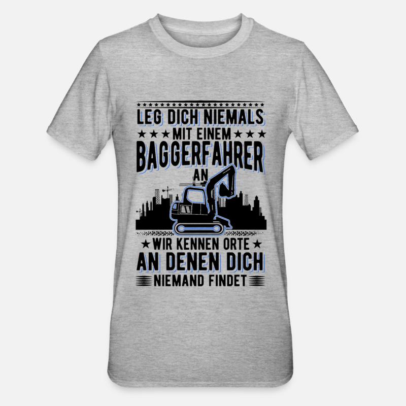 Baggerführer Bagger Baggerfahrer - Unisex Polycotton T-Shirt - Grau meliert