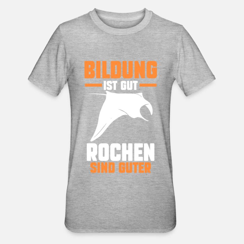 Rochen Mantarochen - Unisex Polycotton T-Shirt - Grau meliert