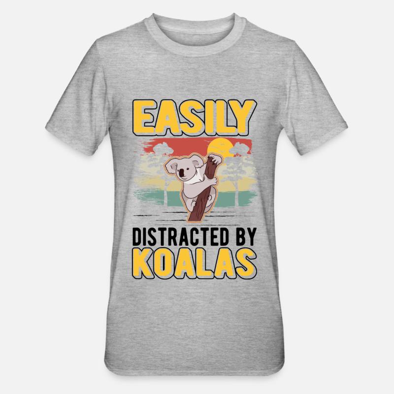 Facilement distrait par les koalas - T-shirt polycoton Unisexe - gris chiné