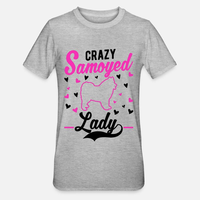 Crazy Samoyed lady Samojede - Unisex Polycotton T-Shirt - Grau meliert