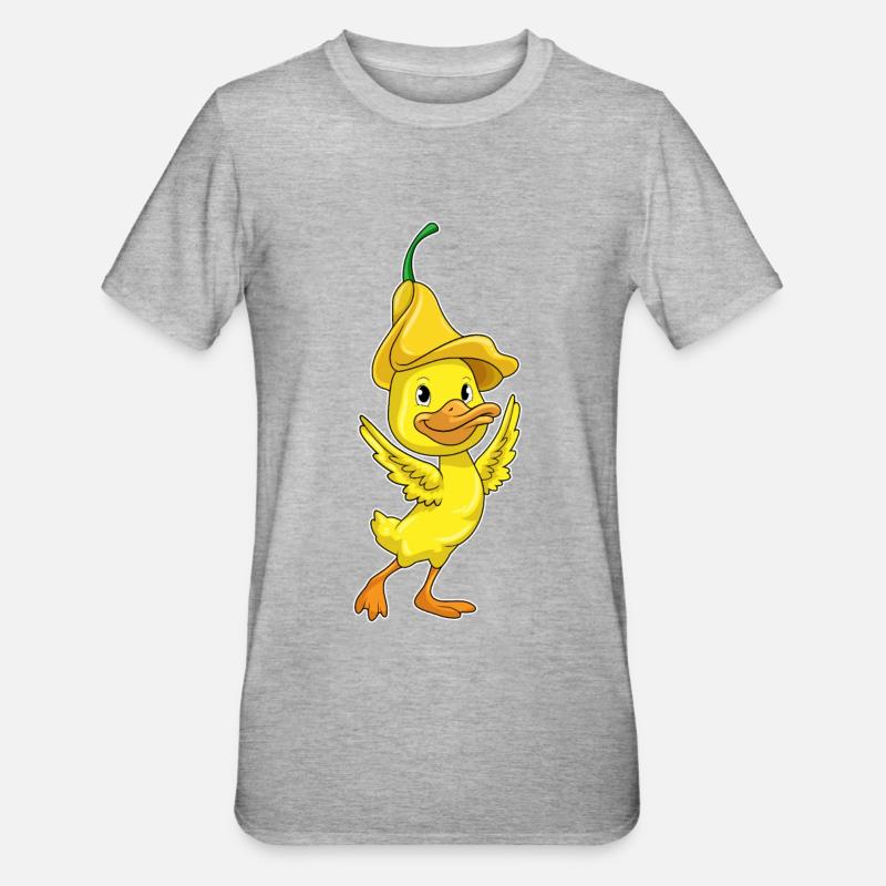 Canard avec capuchon jaune - T-shirt polycoton Unisexe - gris chiné