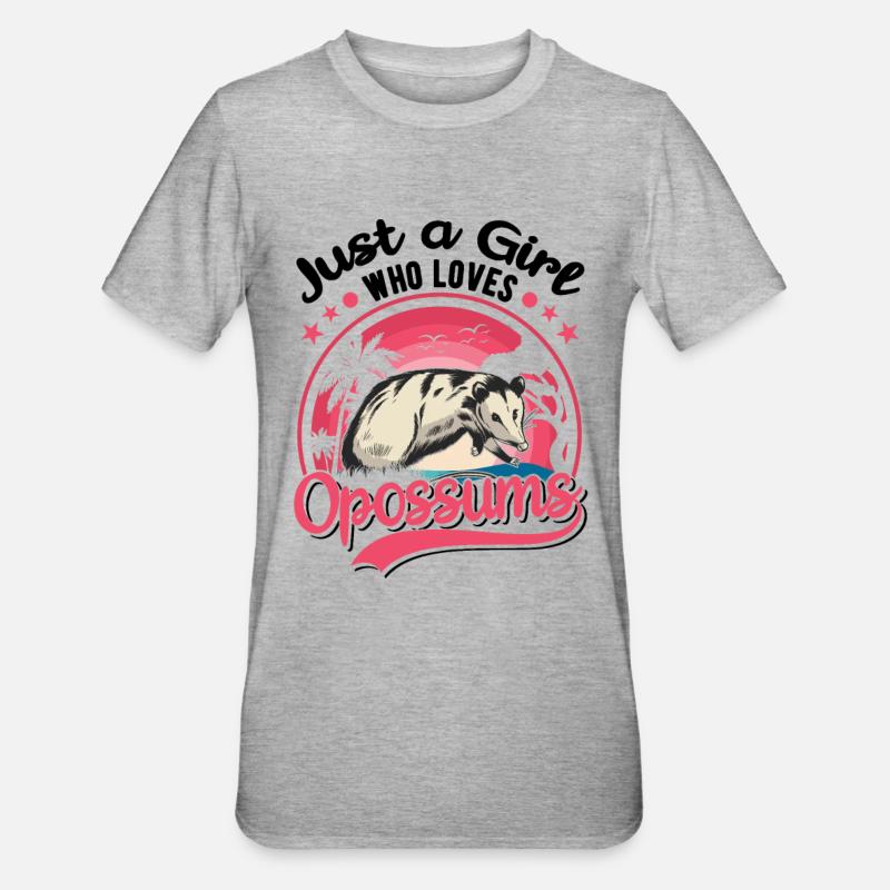 Opossum Mädchen Possum Beutelratte - Unisex Polycotton T-Shirt - Grau meliert