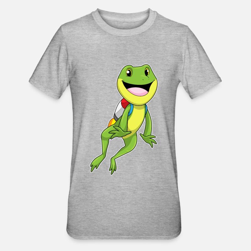 Frosch mit Jetpack - Unisex Polycotton T-Shirt - Grau meliert