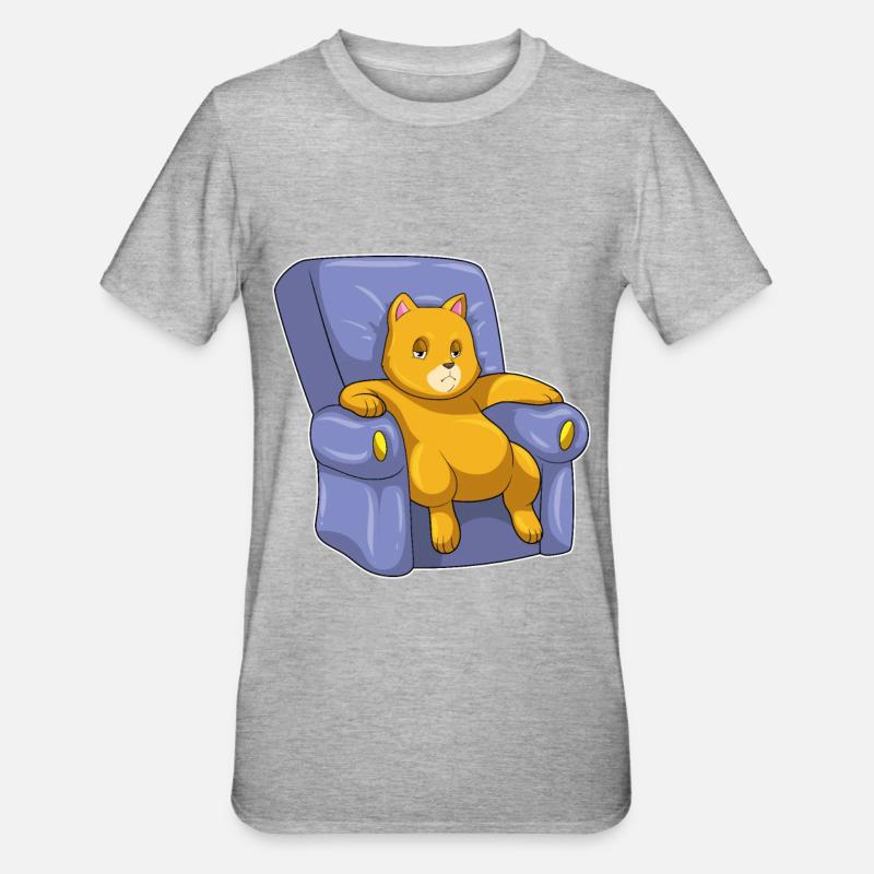 Katze mit Sofa - Unisex Polycotton T-Shirt - Grau meliert