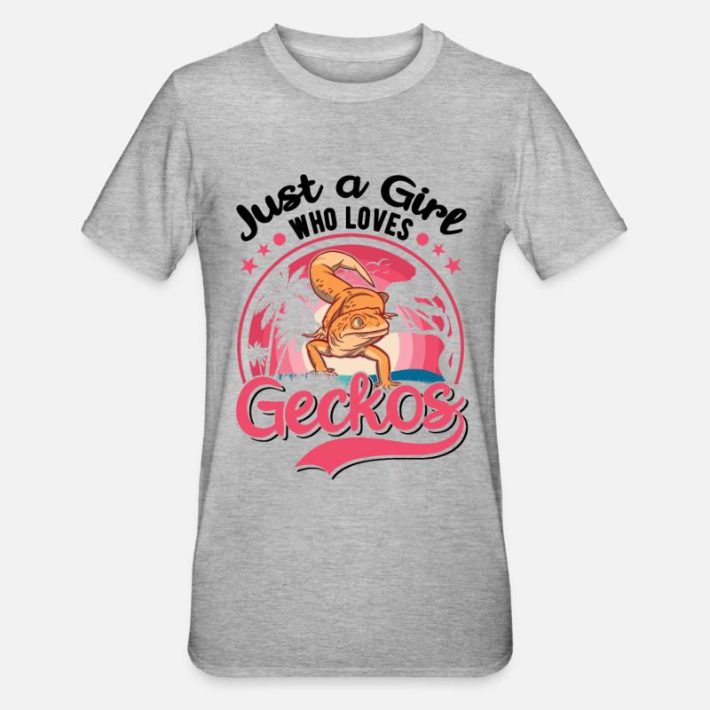 Gecko Mädchen Leopardengecko - Unisex Polycotton T-Shirt - Grau meliert