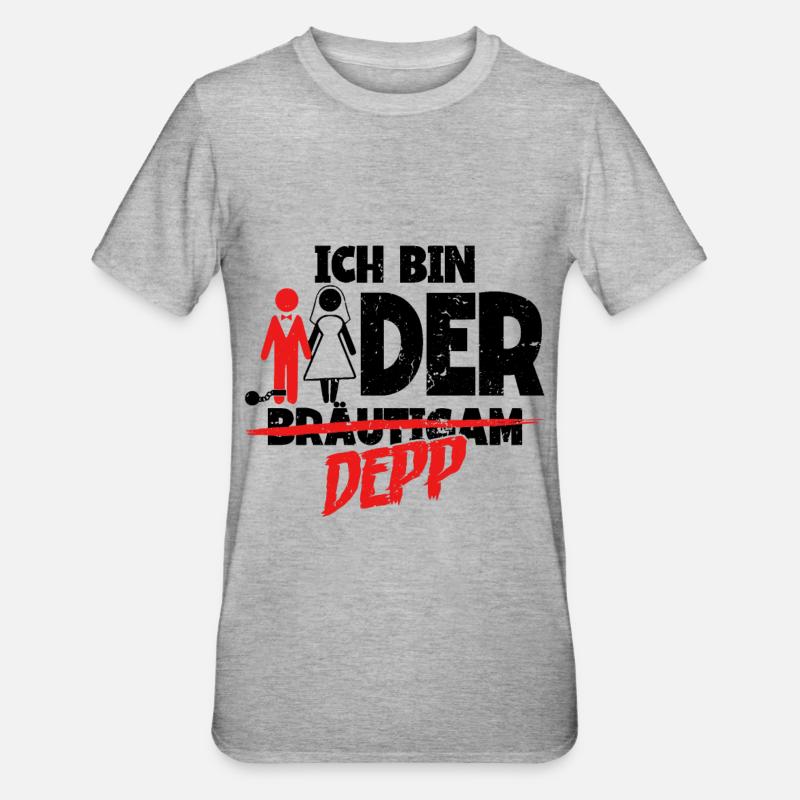Ich bin der Depp Bräutigam - Unisex Polycotton T-Shirt - Grau meliert