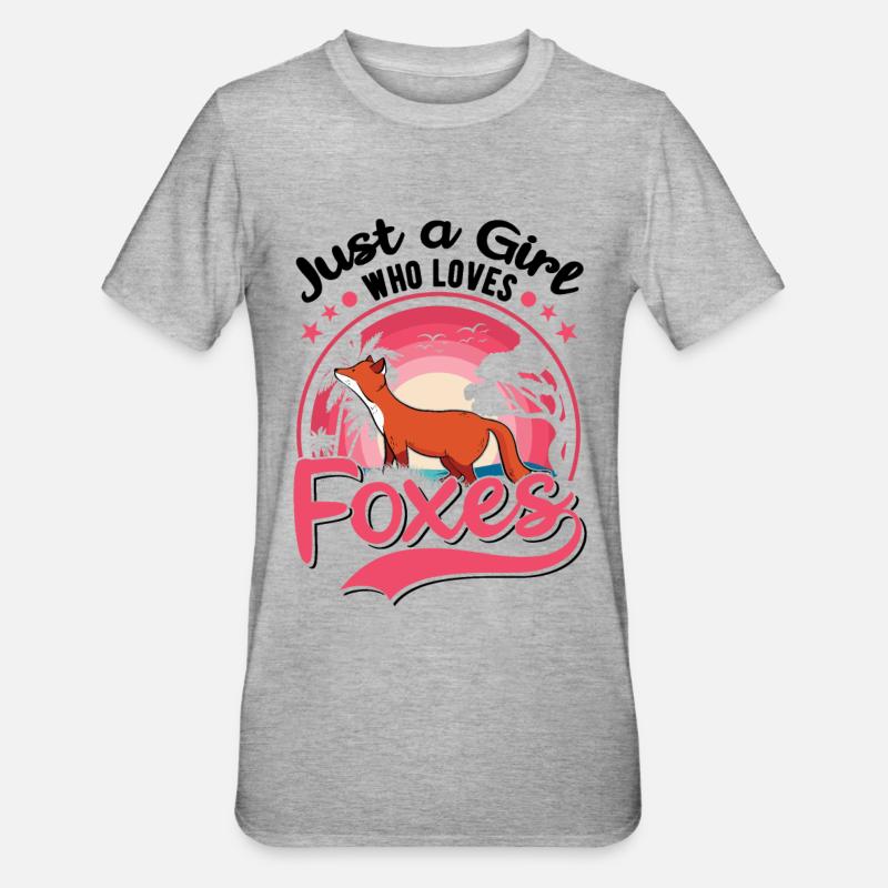 Fuchs Mädchen Geschenk - Unisex Polycotton T-Shirt - Grau meliert