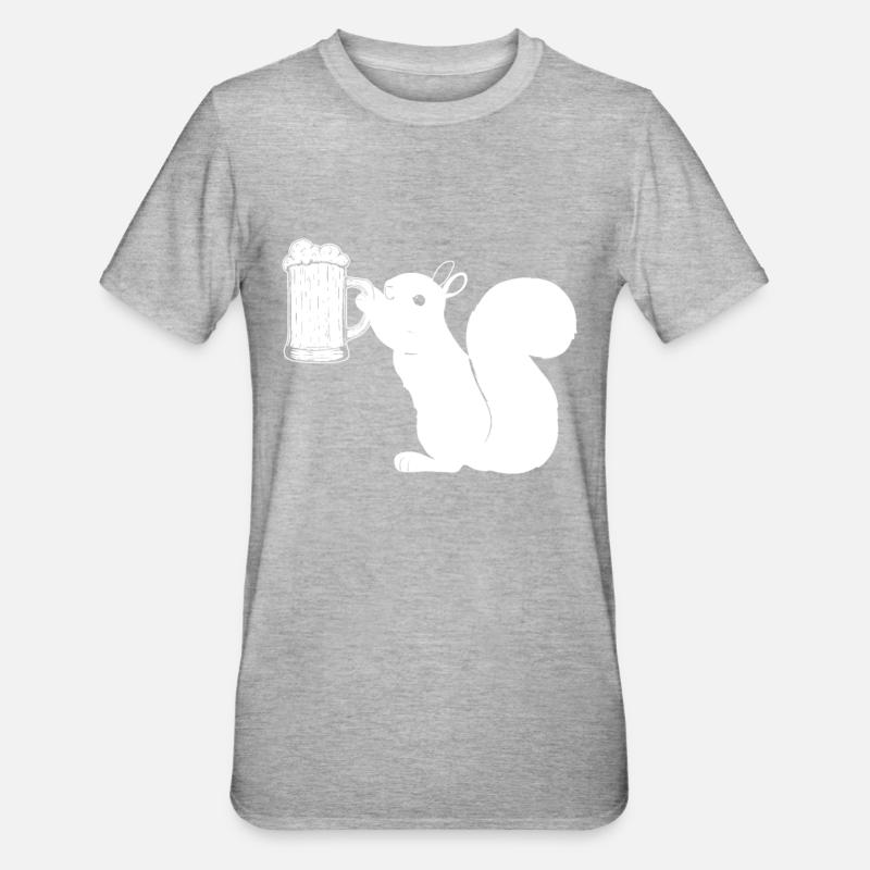 Biereichhörnchen Lustiges Eichhörnchen - Unisex Polycotton T-Shirt - Grau meliert