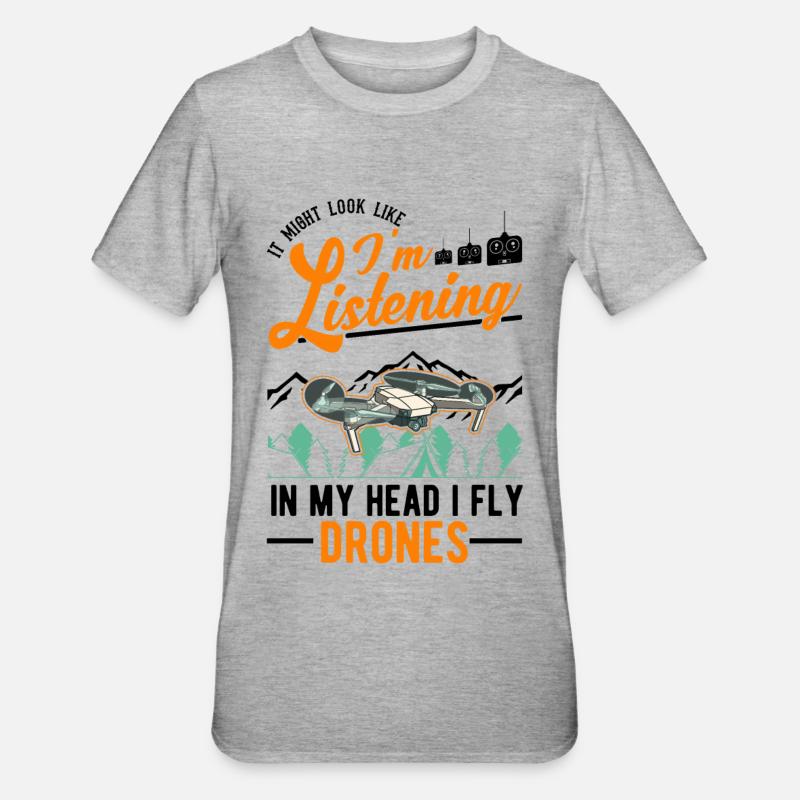 Drone Pilote Cadeau Drone Quadcopter - T-shirt polycoton Unisexe - gris chiné