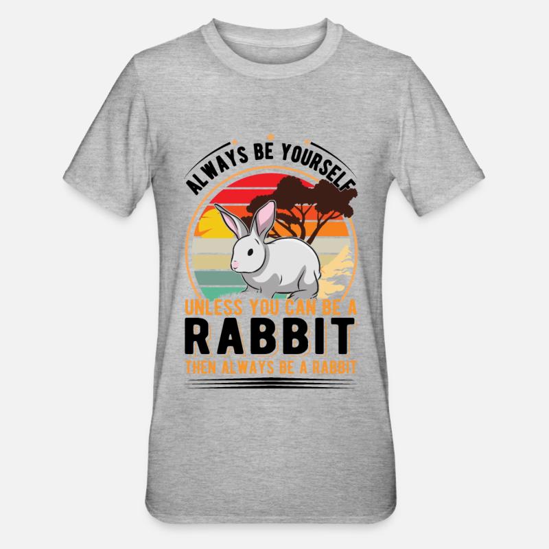 Rabbit Rabbit Rabbit Rabbit - Unisex Polycotton T-Shirt - heather grey