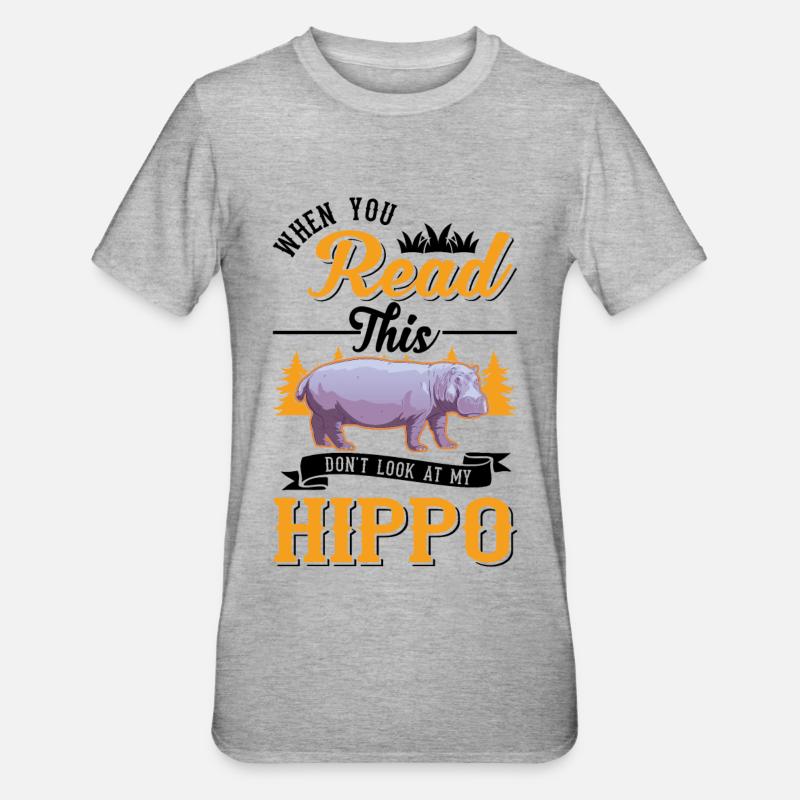 Hippo Lover Hippo Hippo Hippo - T-shirt polycoton Unisexe - gris chiné