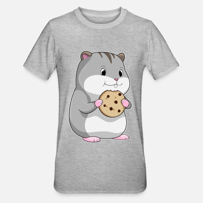 Hamster avec biscuit - T-shirt polycoton Unisexe - gris chiné