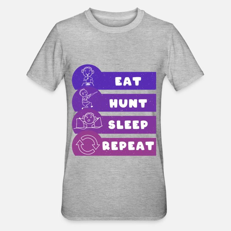 Manger Hunt Sleep Répéter - T-shirt polycoton Unisexe - gris chiné