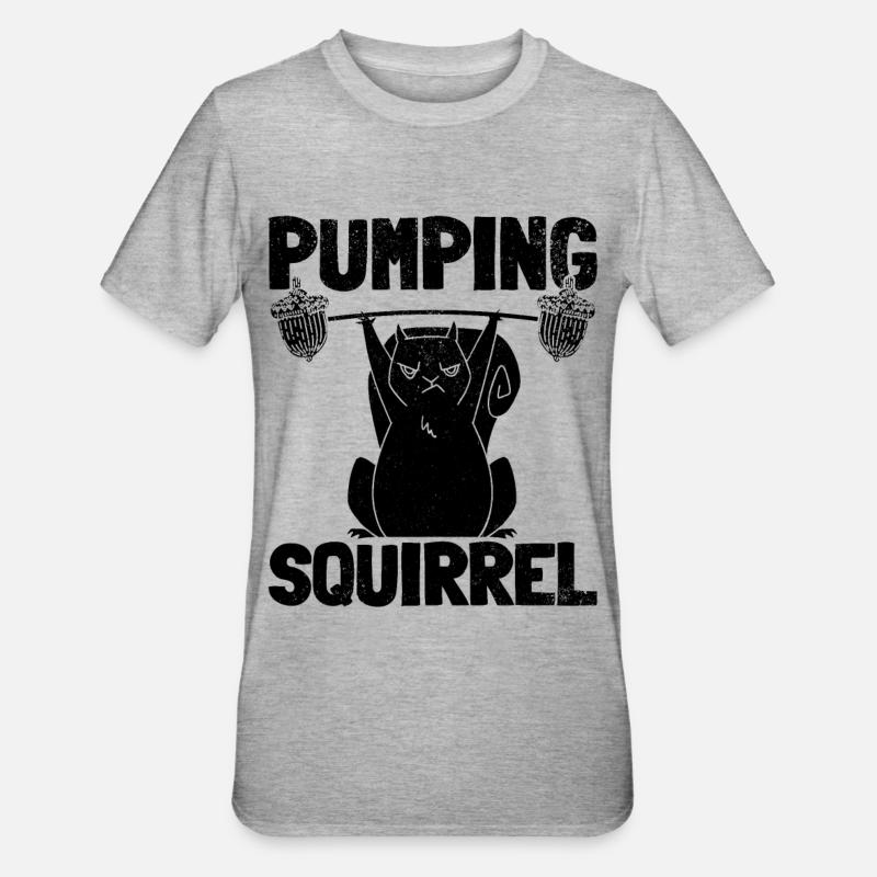 Eichhörnchen Powerlifting Eichhörnchen - Unisex Polycotton T-Shirt - Grau meliert