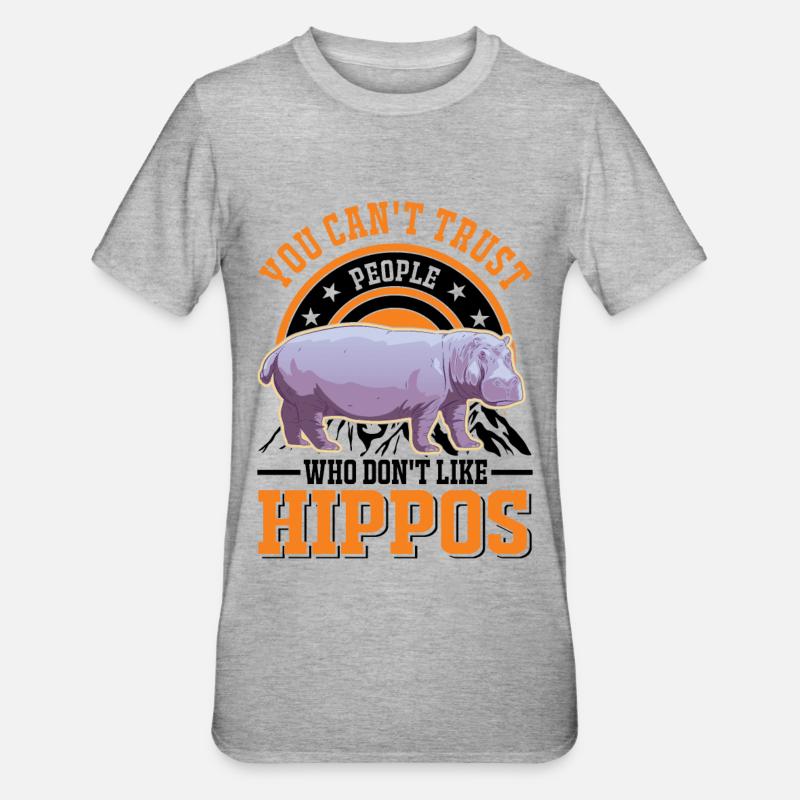 Hippo Lover Hippo Hippo Hippo - T-shirt polycoton Unisexe - gris chiné
