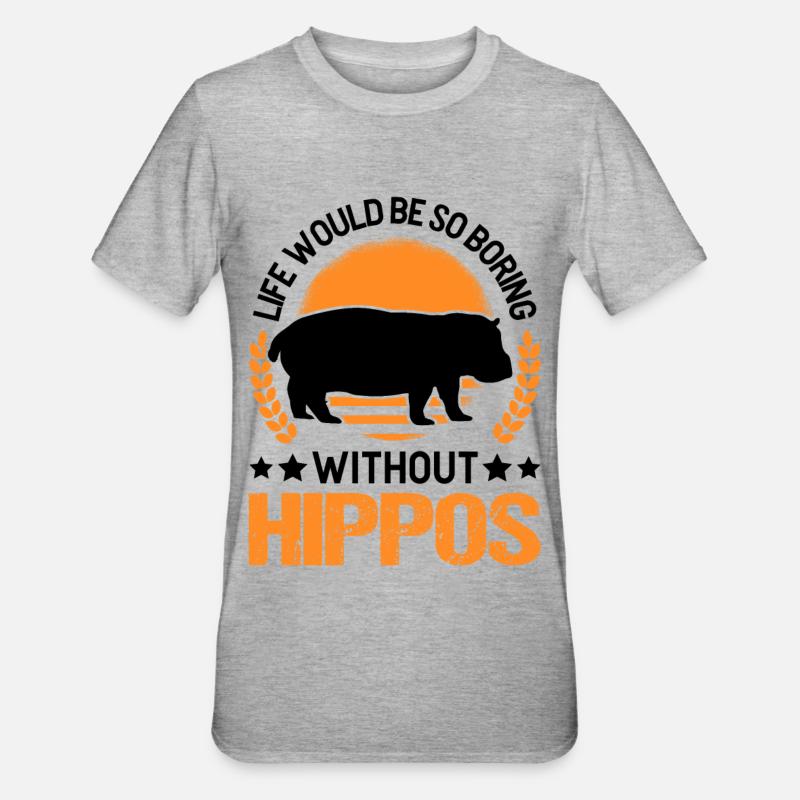 Nilpferd Geschenk Hippo Flusspferd - Unisex Polycotton T-Shirt - Grau meliert