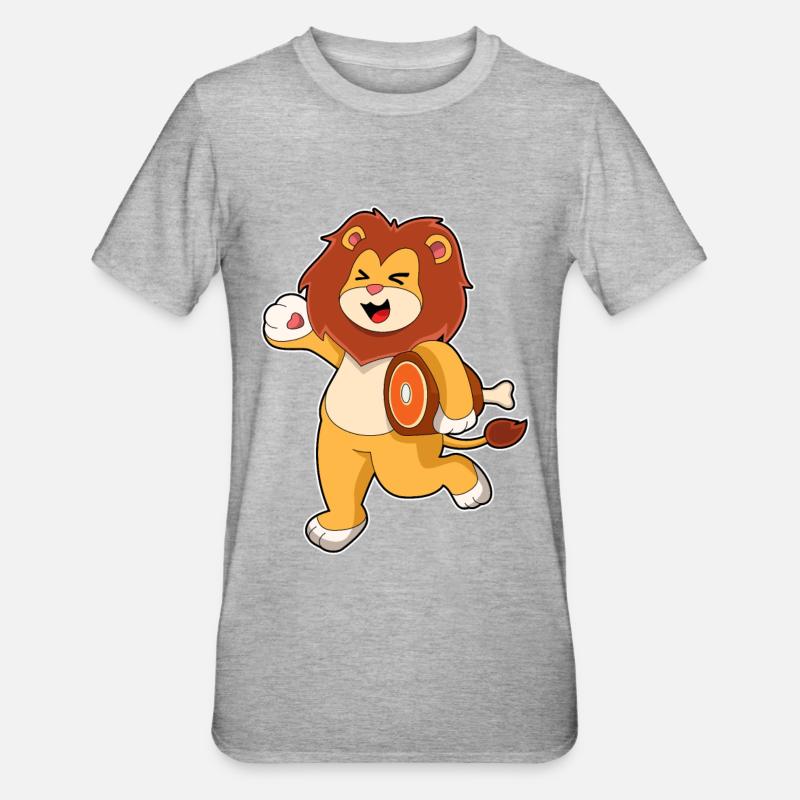 Löwe mit Fleisch - Unisex Polycotton T-Shirt - Grau meliert