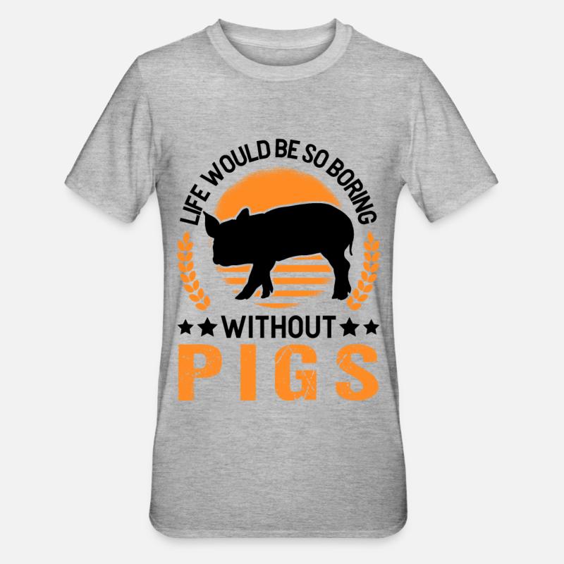 Cadeau cochon Fermier Cochons - T-shirt polycoton Unisexe - gris chiné
