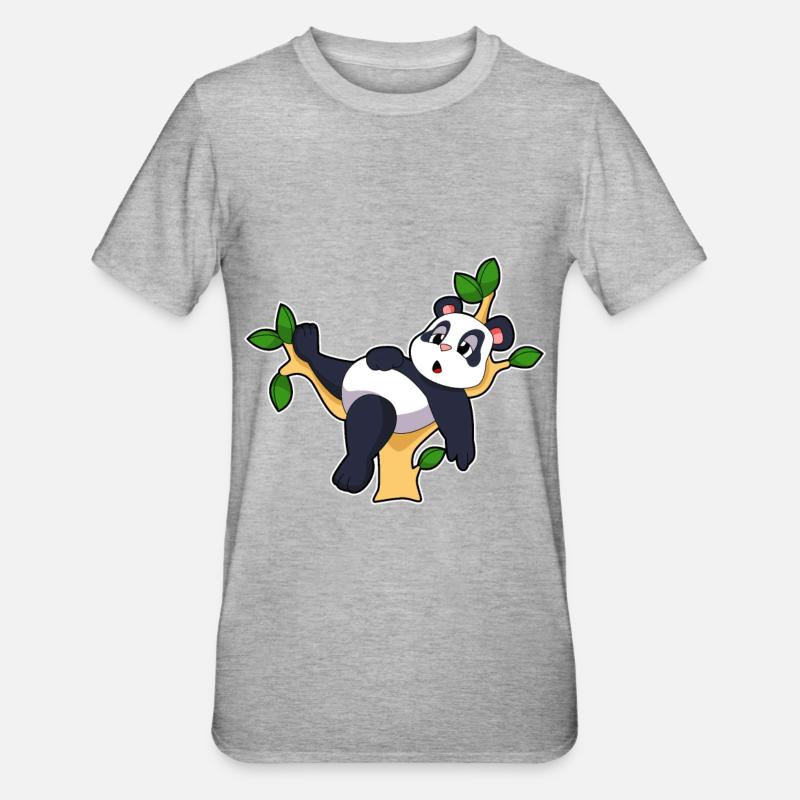 Panda on tree - Unisex Polycotton T-Shirt - heather grey