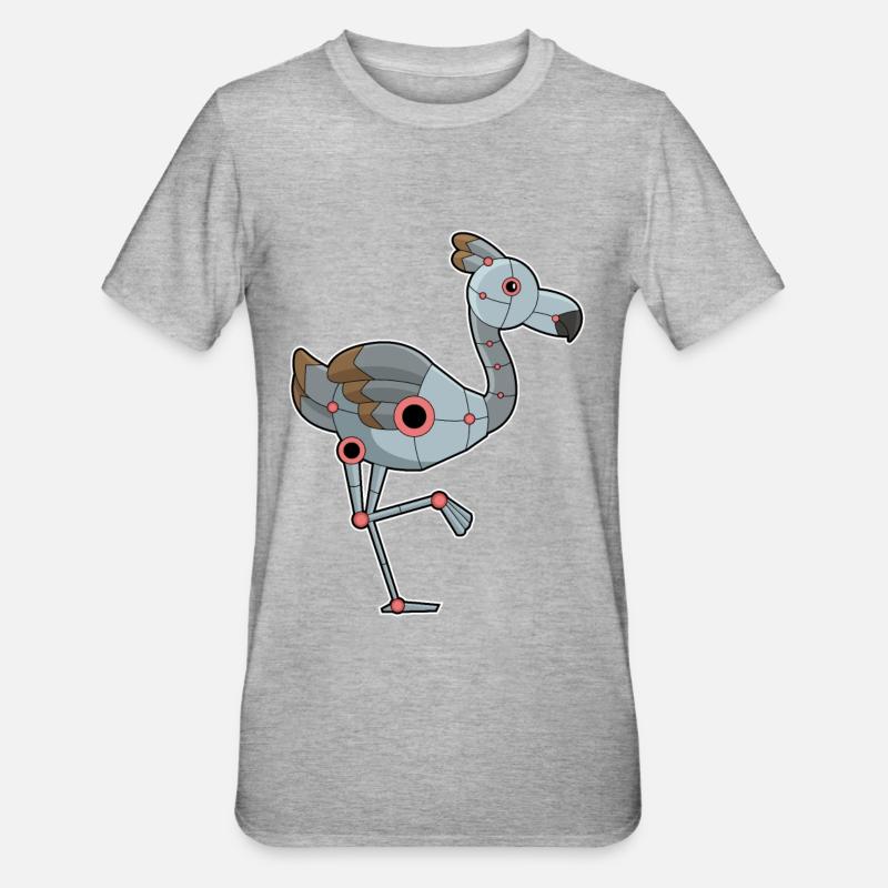 Flamingo comme robot - T-shirt polycoton Unisexe - gris chiné