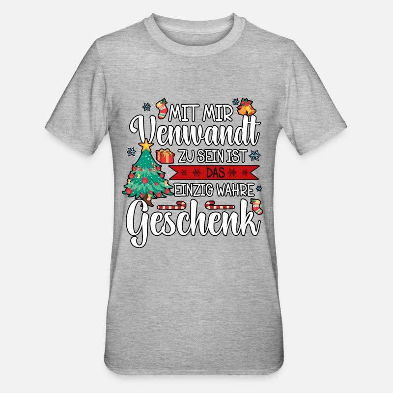 Weihnachten - Unisex Polycotton T-Shirt - Grau meliert