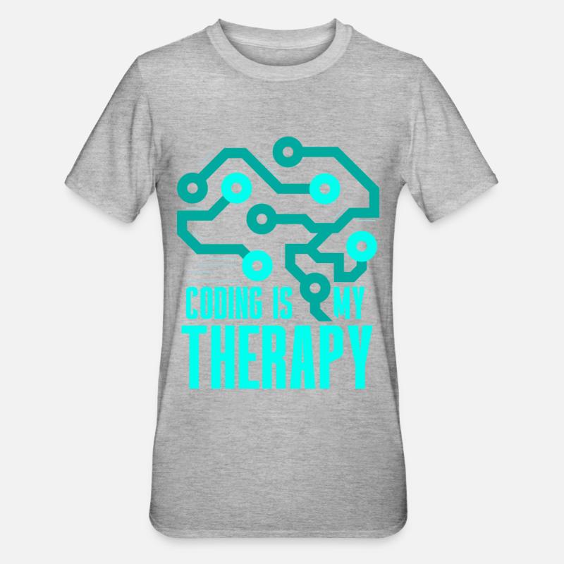 Programmieren Ist Meine Therapie Coding Code Coder - Unisex Polycotton T-Shirt - Grau meliert