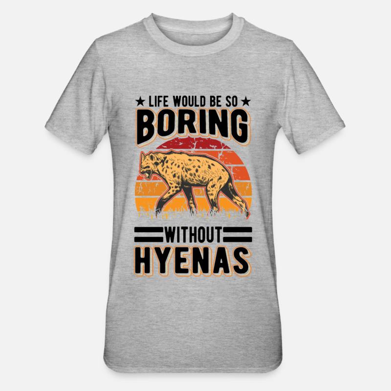 Hyäne Geschenk Erdwolf Hyena - Unisex Polycotton T-Shirt - Grau meliert