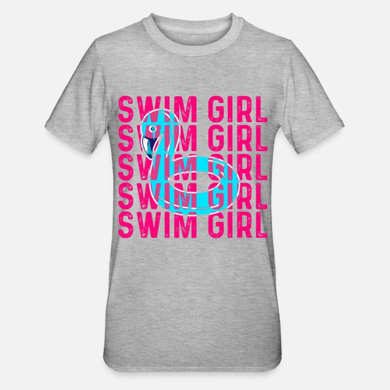Schwimmen Mädchen - Unisex Polycotton T-Shirt - Grau meliert