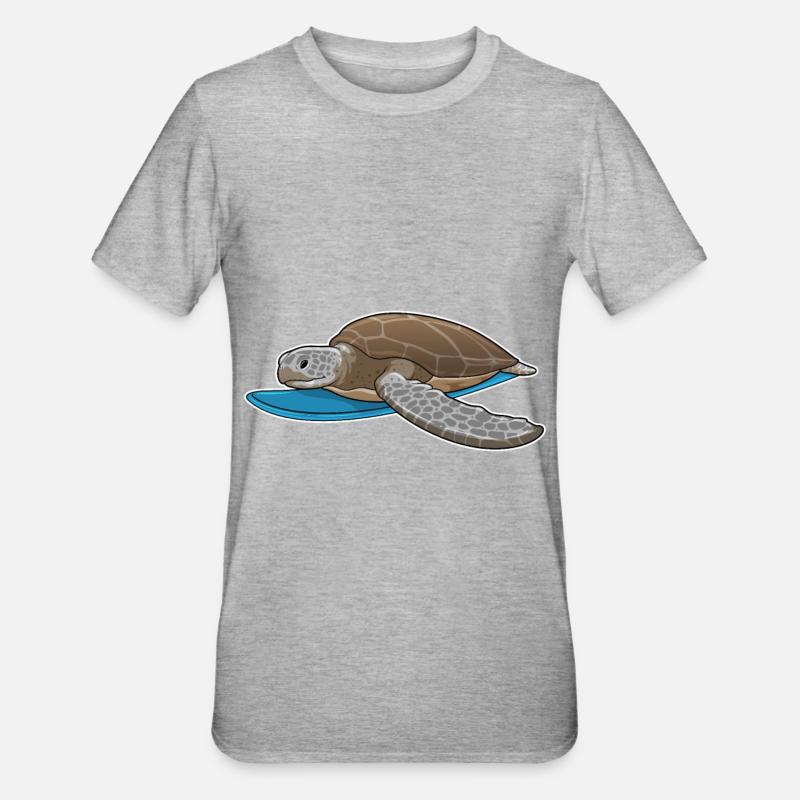Turtle Surfer Surfboard - Unisex Polycotton T-Shirt - heather grey