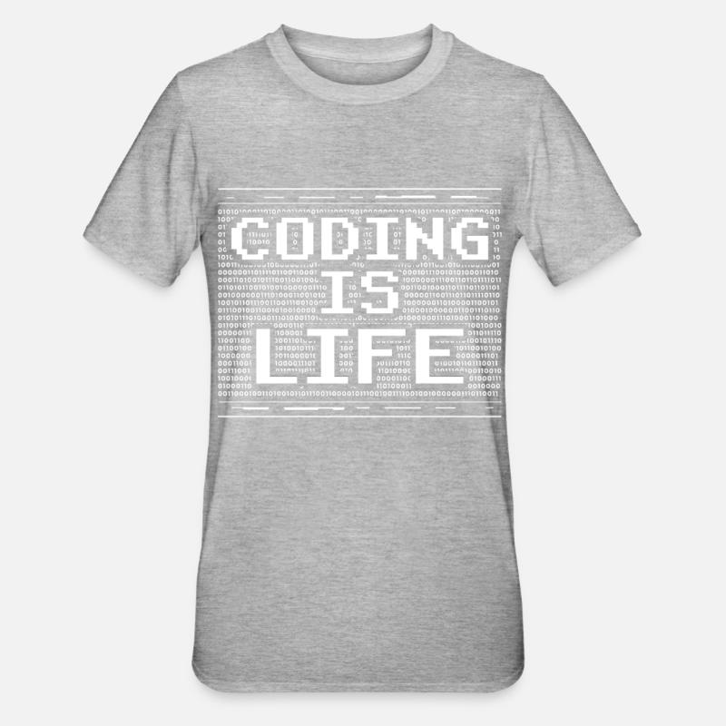 Coding Ist Leben Coder Code Programmierer - Unisex Polycotton T-Shirt - Grau meliert