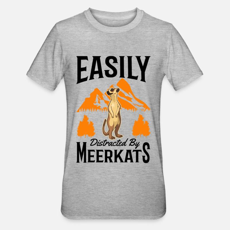 Erdmännchen Geschenk Meerkat - Unisex Polycotton T-Shirt - Grau meliert