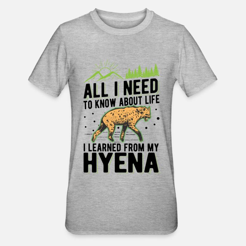 Hyäne Geschenk Erdwolf Hyena - Unisex Polycotton T-Shirt - Grau meliert