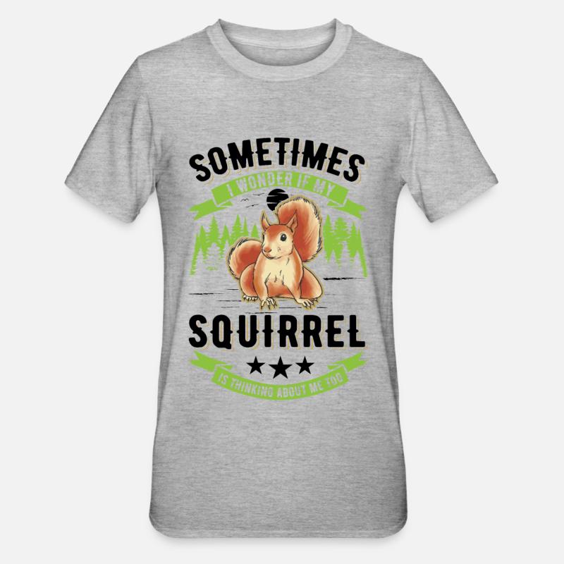 Eichhörnchen Geschenk Grauhörnchen Squirrel - Unisex Polycotton T-Shirt - Grau meliert