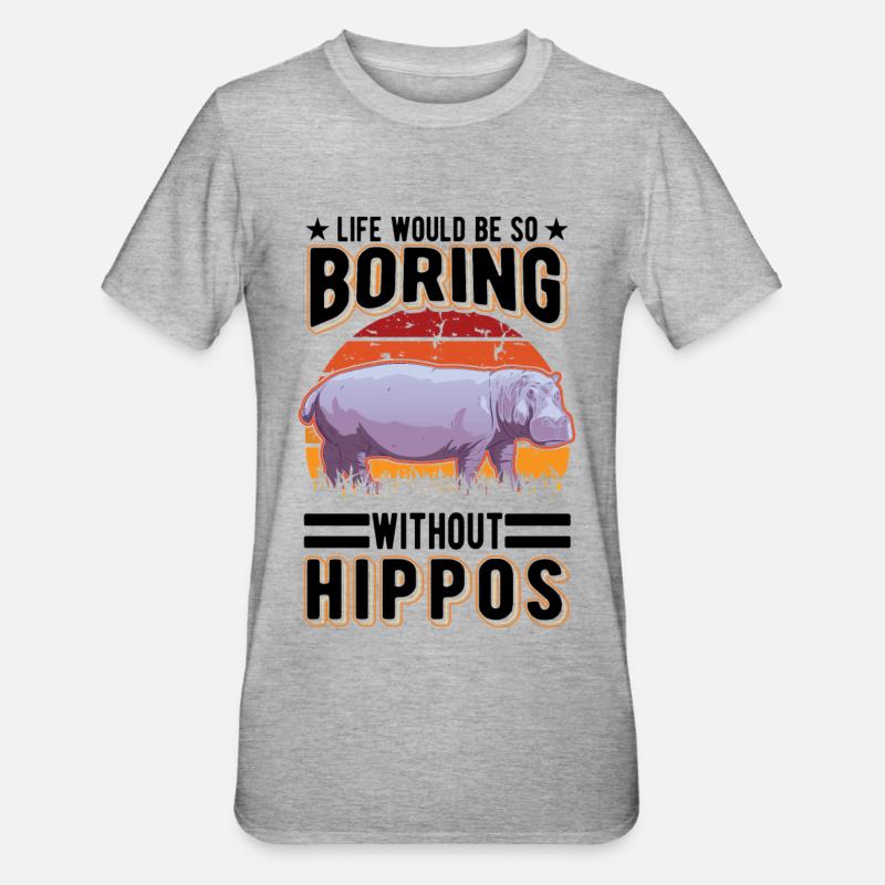 Nilpferd Geschenk Hippo Flusspferd - Unisex Polycotton T-Shirt - Grau meliert