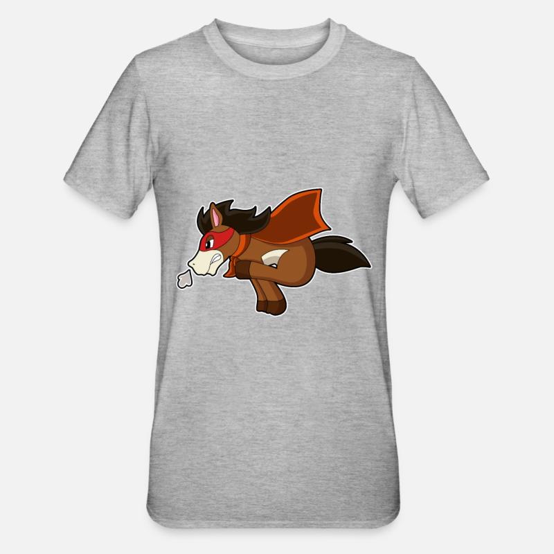 Pferd Held - Unisex Polycotton T-Shirt - Grau meliert