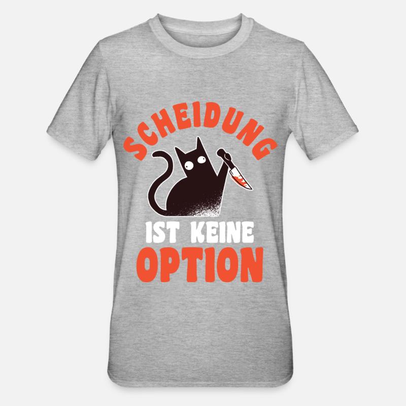 Geschieden Scheidung Katze Scheidungsparty - Unisex Polycotton T-Shirt - Grau meliert