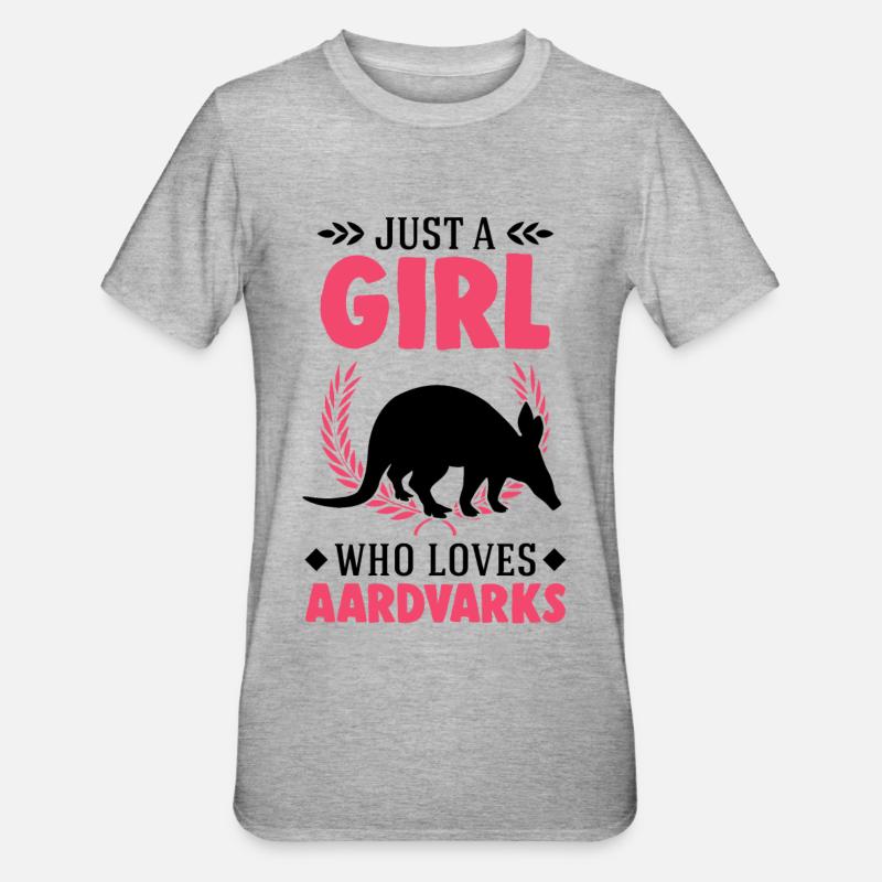 Erdferkel Mädchen Aardvark - Unisex Polycotton T-Shirt - Grau meliert