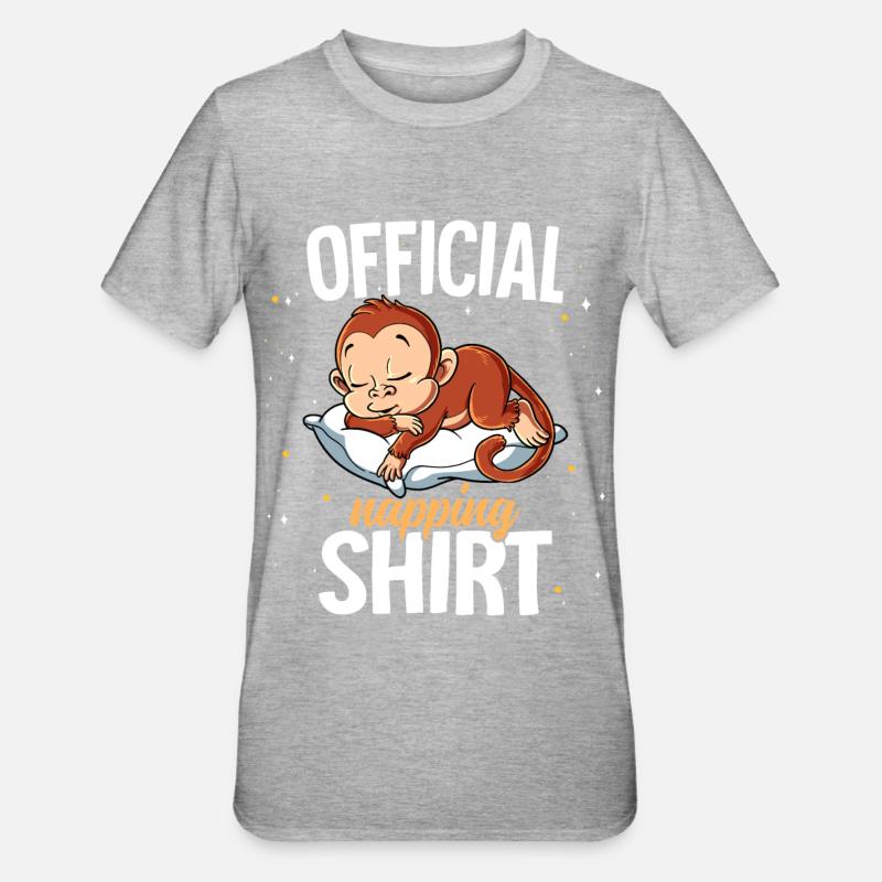 Sleeping Monkey Official Napping - Unisex Polycotton T-Shirt - heather grey